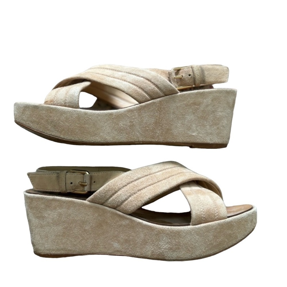 J. Crew Marcie suede sling back wedge sandals women’s size 7 1/2 - Picture 2 of 6